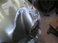Aston Martin DB2 showing the accident damage